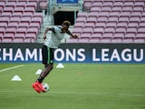 Celtic striker Moussa Dembele in training ahead of his side's Champions League clash with Barcelona at the Camp Nou on September 13, 2016