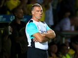 Derby manager Nigel Pearson looks dejected during the EFL Championship match between Burton Albion and Derby County at the Pirelli Stadium on August 26, 2016