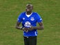 Everton's Oumar Niasse introduces himself to the crowd on the pitch before the match between Everton and Newcastle United at Goodison Park on February 3, 2016