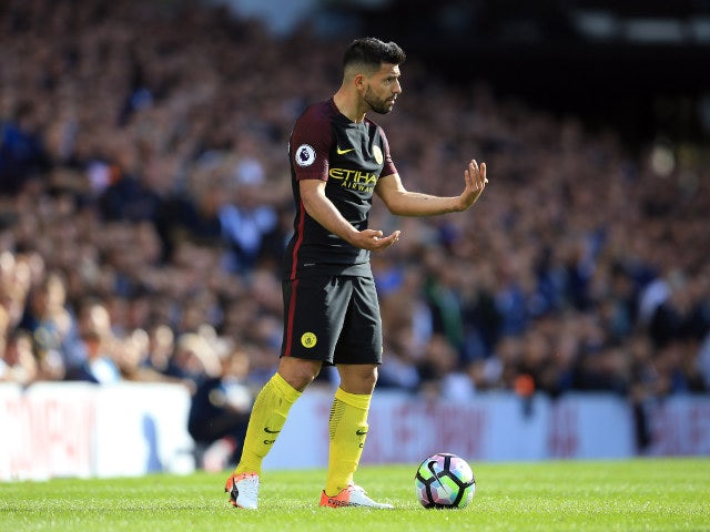Manchester City striker Sergio Aguero calls for support during his side's Premier League clash with Tottenham Hotspur at White Hart Lane on October 2,2016