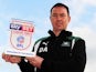 Derek Adams poses with his Manager of the Month award for September 2016