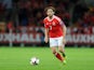 Wales midfielder Joe Allen in action during his side's World Cup qualifier against Moldova on September 5, 2016