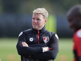 Eddie Howe watches on during a Bournemouth training session on October 12, 2016