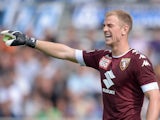 On-loan Torino goalkeeper Joe Hart shouts instructions to his defence during the Serie A match against Atalanta on September 11, 2016