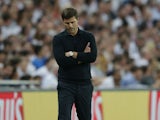 Tottenham Hotspur manager Mauricio Pochettino paces the touchline during his side's Champions League match against AS Monaco at Wembley on September 14, 2016
