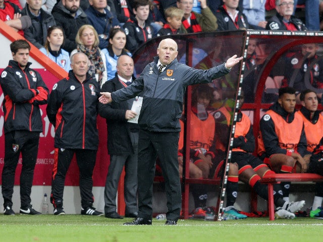 Hull City manager Mike Phelan watches on as his side slump to a 6-1 defeat at the hands of Bournemouth at the Vitality Stadium on October 15, 2016
