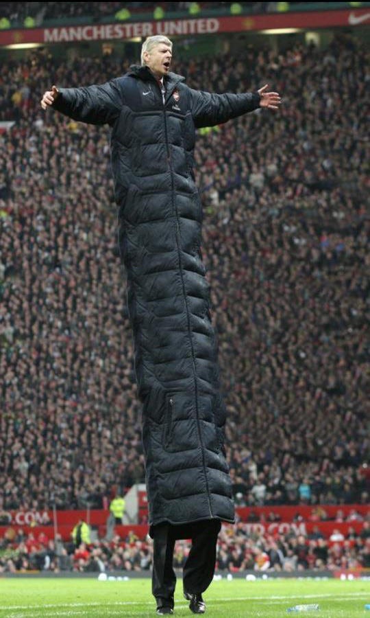Arsene Wenger models his new Winter coat on October 23, 2016