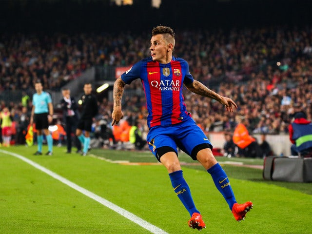 Lucas Digne in action for Barcelona during their La Liga clash with Granada at the Camp Nou on October 29, 2016