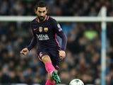 Arda Turan of Barcelona in action during his side's Champions League clash with Manchester City at the Etihad Stadium on November 1, 2016