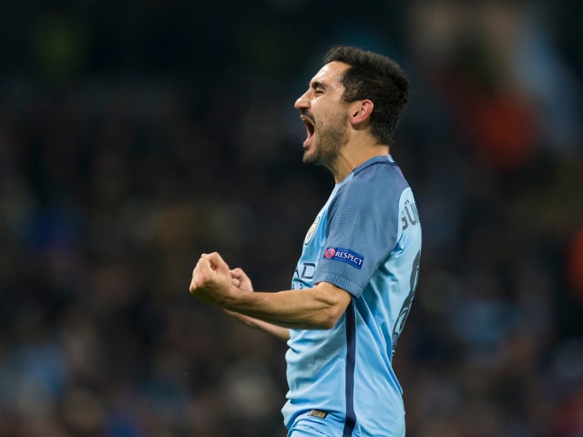 Ilkay Gundogan of Manchester City in action during his side's Champions League clash with Barcelona at the Etihad Stadium on November 1, 2016