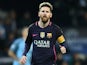 Lionel Messi of Barcelona in action during his side's Champions League clash with Manchester City at the Etihad Stadium on November 1, 2016