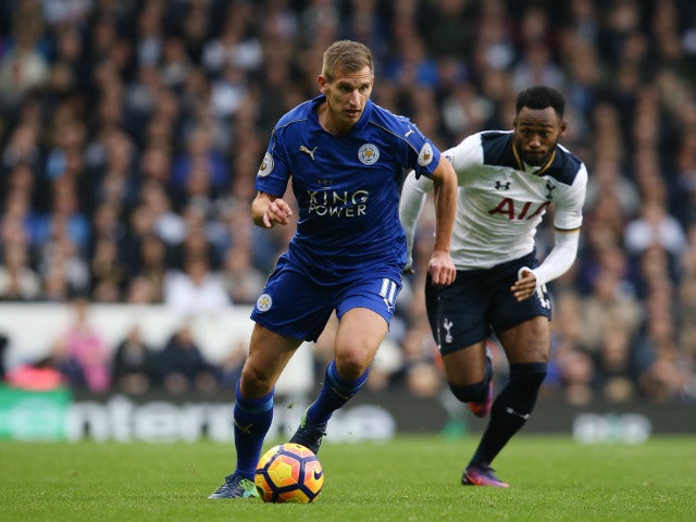 Leicester City striker Marc Albrighton in action during the Premier League clash with Tottenham Hotspur at White Hart Lane on October 29, 2016