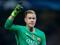 Barcelona goalkeeper Marc-Andre ter Stegen in action during his side's Champions League clash with Manchester City at the Etihad Stadium on November 1, 2016