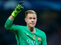 Barcelona goalkeeper Marc-Andre ter Stegen in action during his side's Champions League clash with Manchester City at the Etihad Stadium on November 1, 2016