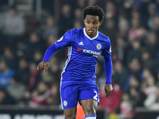 Willian of Chelsea in action during his side's Premier League clash with Southampton at St Mary's on October 30, 2016