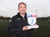 Phil Parkinson poses with his manager of the month award for November 2016 - EMBARGOES UNTIL NOVEMBER 11