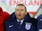 Interim England Under-21s manager Aidy Boothroyd sings the national anthem before his side's friendly against Italy Under-21s at St Mary's Stadium on November 10, 2016