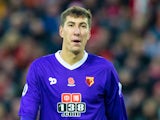 Watford goalkeeper Costel Pantilimon in action during his side's Premier League clash with Liverpool at Anfield on November 6, 2016