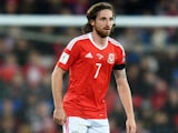 Wales midfielder Joe Allen in action during his side's World Cup qualifier with Serbia on November 12, 2016