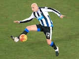 Jonjo Shelvey for Newcastle United during the Premier League match with Everton at Goodison Park on February 3, 2016