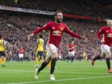 Juan Mata celebrates scoring during the Premier League game between Manchester United and Arsenal on November 19, 2016