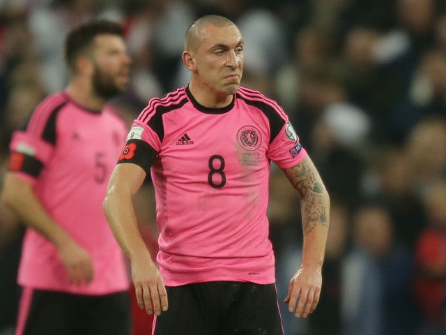 Scotland midfielder Scott Brown in action upon his return to international duty during the World Cup qualifier against England at Wembley on November 11, 2016