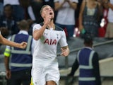 Tottenham Hotspur defender Toby Alderweireld celebrates after scoring during the Champions League clash with AS Monaco at Wembley Stadium on September 14, 2016
