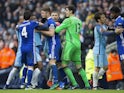 Players fight after Sergio Aguero is sent off during the Premier League game between Manchester City and Chelsea on December 3, 2016