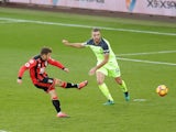 Ryan Fraser pulls a goal back during the Premier League game between Bournemouth and Liverpool on December 4, 2016