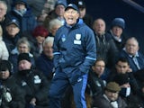 Tony Pulis barks orders during the Premier League game between West Bromwich Albion and Watford on December 3, 2016