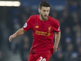 Adam Lallana in action during the Premier League game between Everton and Liverpool on December 19, 2016