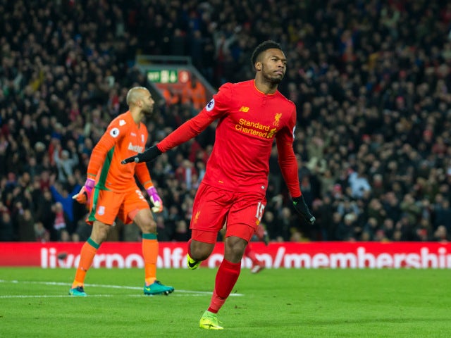 Liverpool forward Daniel Sturridge in action during his side's Premier League clash with Stoke City at Anfield on December 27, 2016