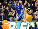 Diego Costa celebrates scoring during the Premier League game between Chelsea and Stoke City on December 31, 2016