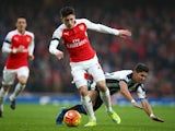 Hector Bellerin and Ayoze Perez  in action during the game between Arsenal and Newcastle on January 2, 2016