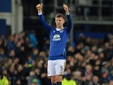 John Stones sticks his thumbs up during the game between Everton and Tottenham Hotspur on January 3, 2016