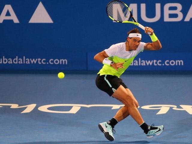 Rafael Nadal in action during the Mubadala World Tennis Championship on January 2, 2016