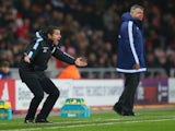 Remi Garde screams during the game between Sunderland and Aston Villa on January 2, 2016