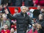 Jose Mourinho points during the FA Cup game between Manchester United and Reading on January 7, 2017