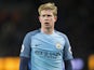 Kevin De Bruyne in action during the Premier League game between Manchester City and Burnley on January 2, 2017