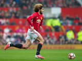 Manchester United speedster Marouane Fellaini in full flight during the FA Cup third round clash with Reading at Old Trafford on January 7, 2017