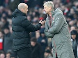 Arsene Wenger argues with Anthony Taylor during the Premier League game between Arsenal and Burnley on January 22, 2017