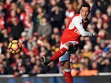 Mesut Ozil in action during the Premier League game between Arsenal and Burnley on January 22, 2017