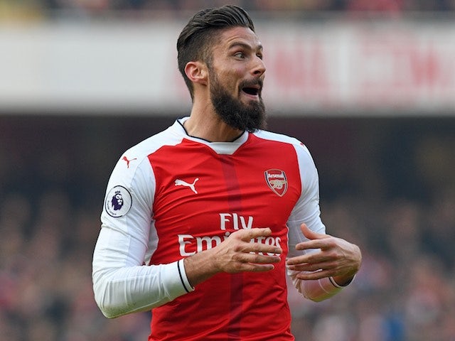 Olivier Giroud in action during the Premier League game between Arsenal and Burnley on January 22, 2017
