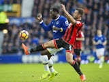 Romelu Lukaku and Steve Cook in action during the Premier League game between Everton and Bournemouth on February 4, 2017