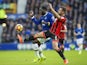 Romelu Lukaku and Steve Cook in action during the Premier League game between Everton and Bournemouth on February 4, 2017
