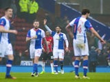 Blackburn Rovers' Danny Graham celebrates scoring against Manchester United in the FA Cup fifth round on February 19, 2017