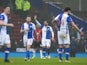 Blackburn Rovers' Danny Graham celebrates scoring against Manchester United in the FA Cup fifth round on February 19, 2017