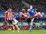 Didier Ndong and Morgan Schneiderlin in action during the Premier League game between Everton and Sunderland on February 25, 2017