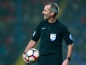 Referee Martin Atkinson in action during the FA Cup fifth round clash between Blackburn Rovers and Manchester United at Ewood Park on February 19, 2017