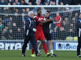 Leicester City's Molla Wague walks walks off injured against Millwall on February 18, 2017
